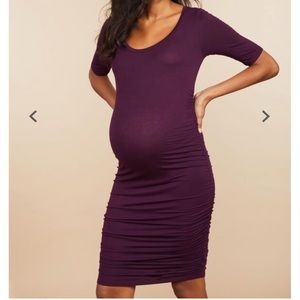 NWT Plum ruched maternity dress